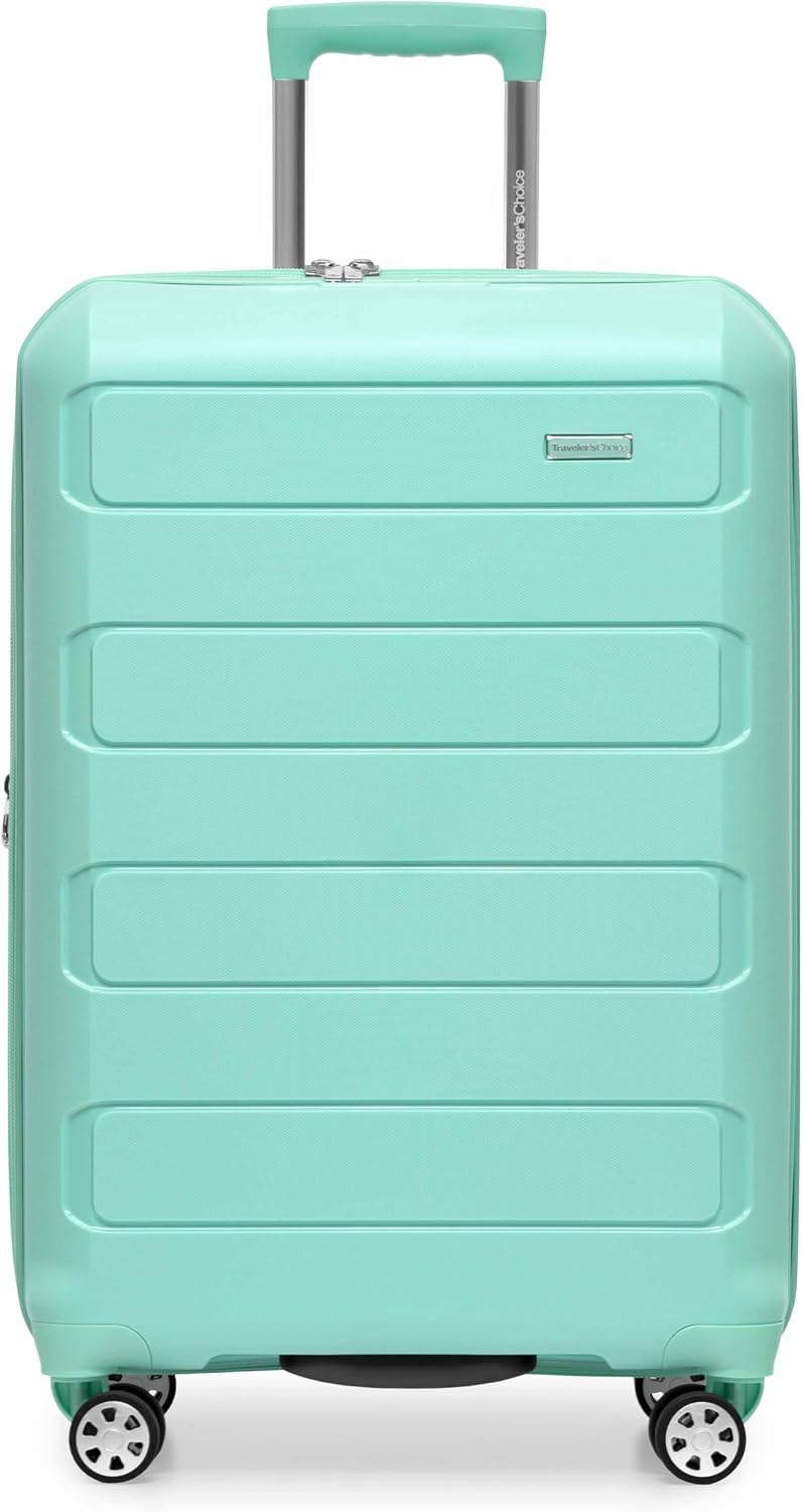 Traveler's Choice Pagosa Hardshell Expandable Luggage with Spinner Wheels, Mint, 27-Inch Medium