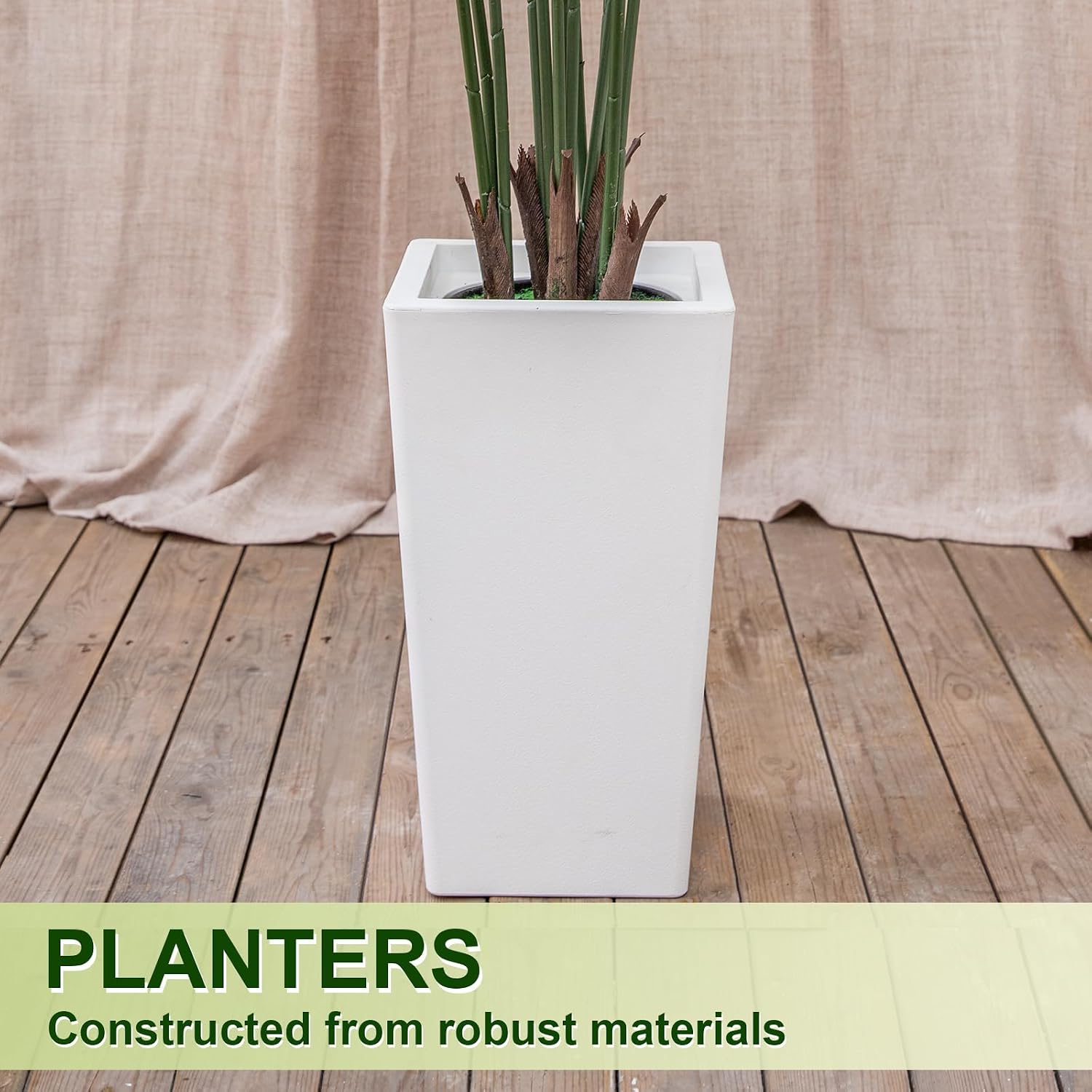 VIVATREES Palm Tree 5FT Artificial, 60in Tall Faux Palm Tree with 15.7 White Planter, Fake Potted Tree for Indoor & Outdoor Home Office Decor