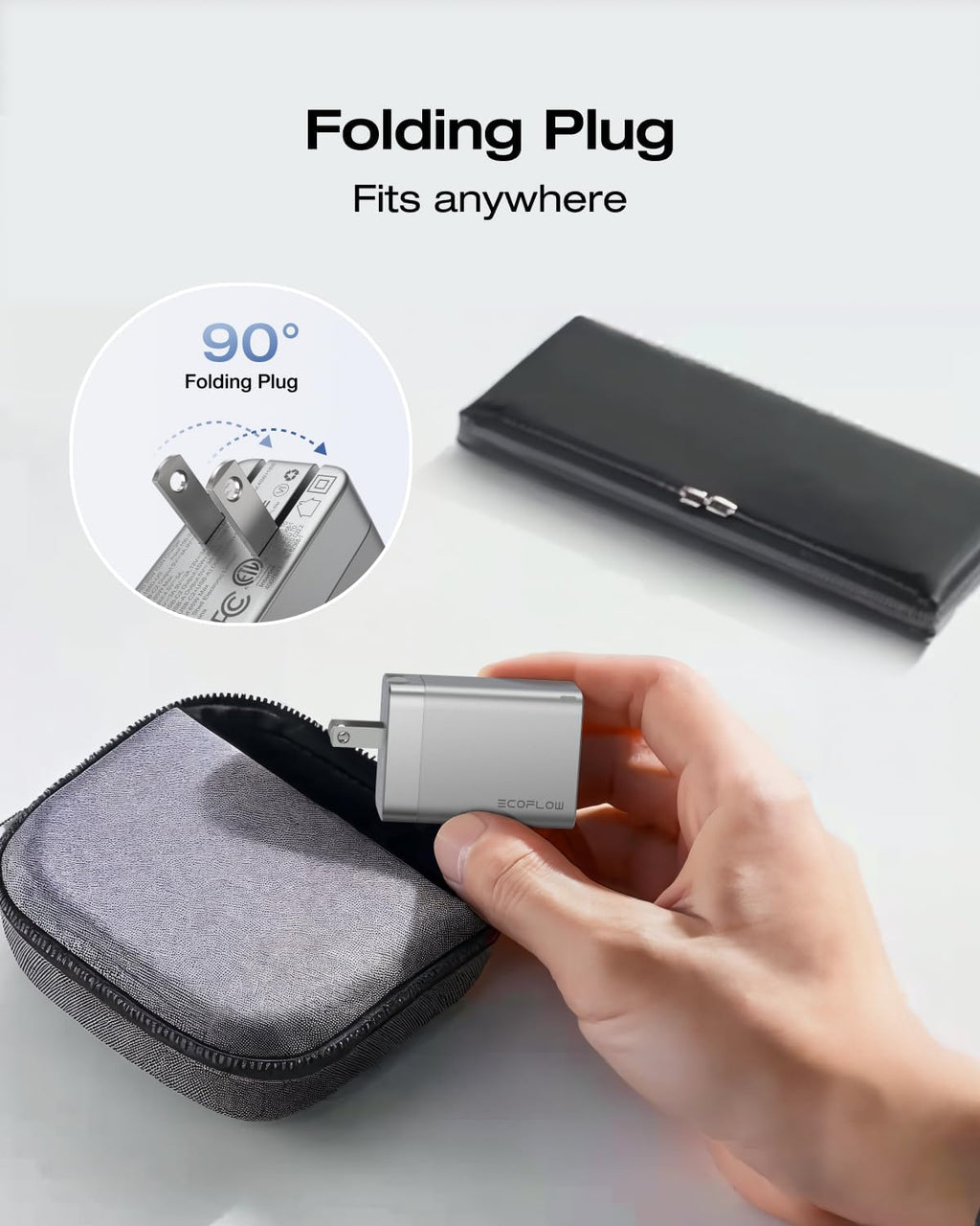 EF ECOFLOW USB C Charger, Rapid 65W GaN Type C Charging Block with Foldable Plug, Fast Wall Charger Compatible with iPhone 15/14/13, Galaxy, Pixel 4, iPad, AirPods, Apple Watch (USBC Cable Included)