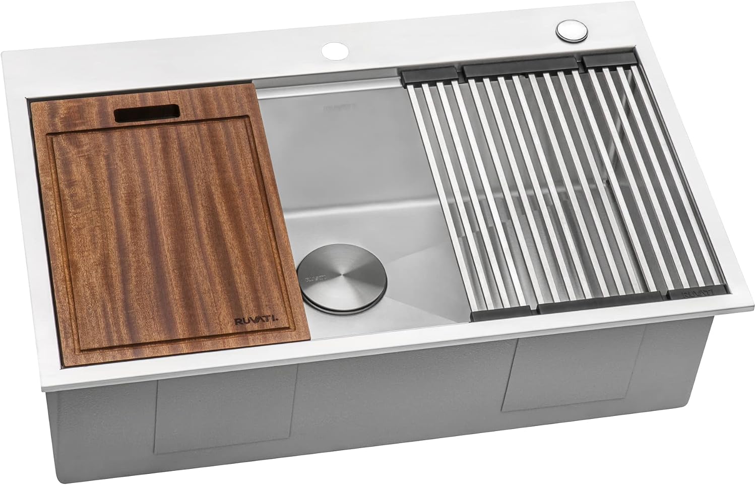 Ruvati Stainless Steel and Silicone Foldable Drying Rack for Workstation Sinks Dish Mat Trivet - RVA1395