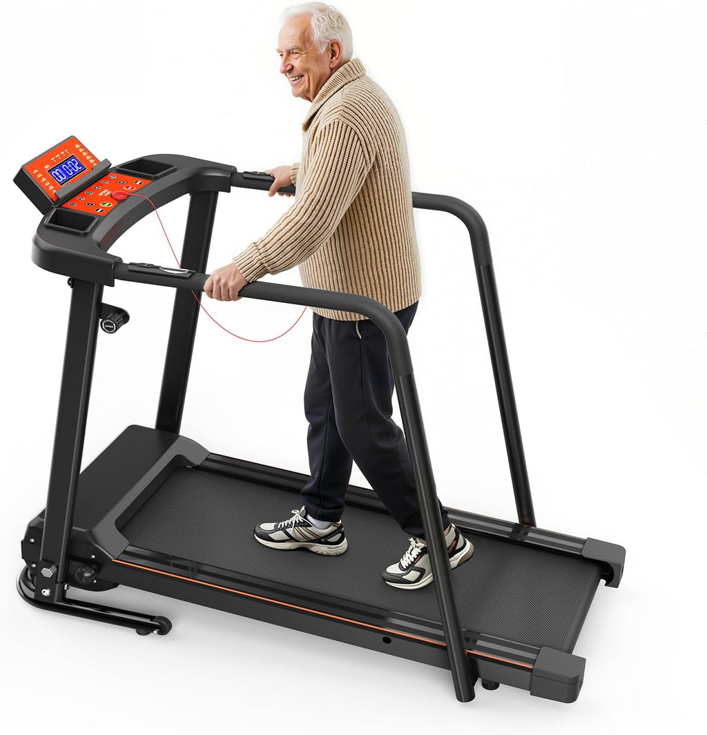 Lastforever Walking Treadmills with Extended Handrails, 2.5HP Quiet Motor, Heart Rate Monitor, 310 lbs Capacity, Treadmill for Seniors, Recovery & Home Jogging