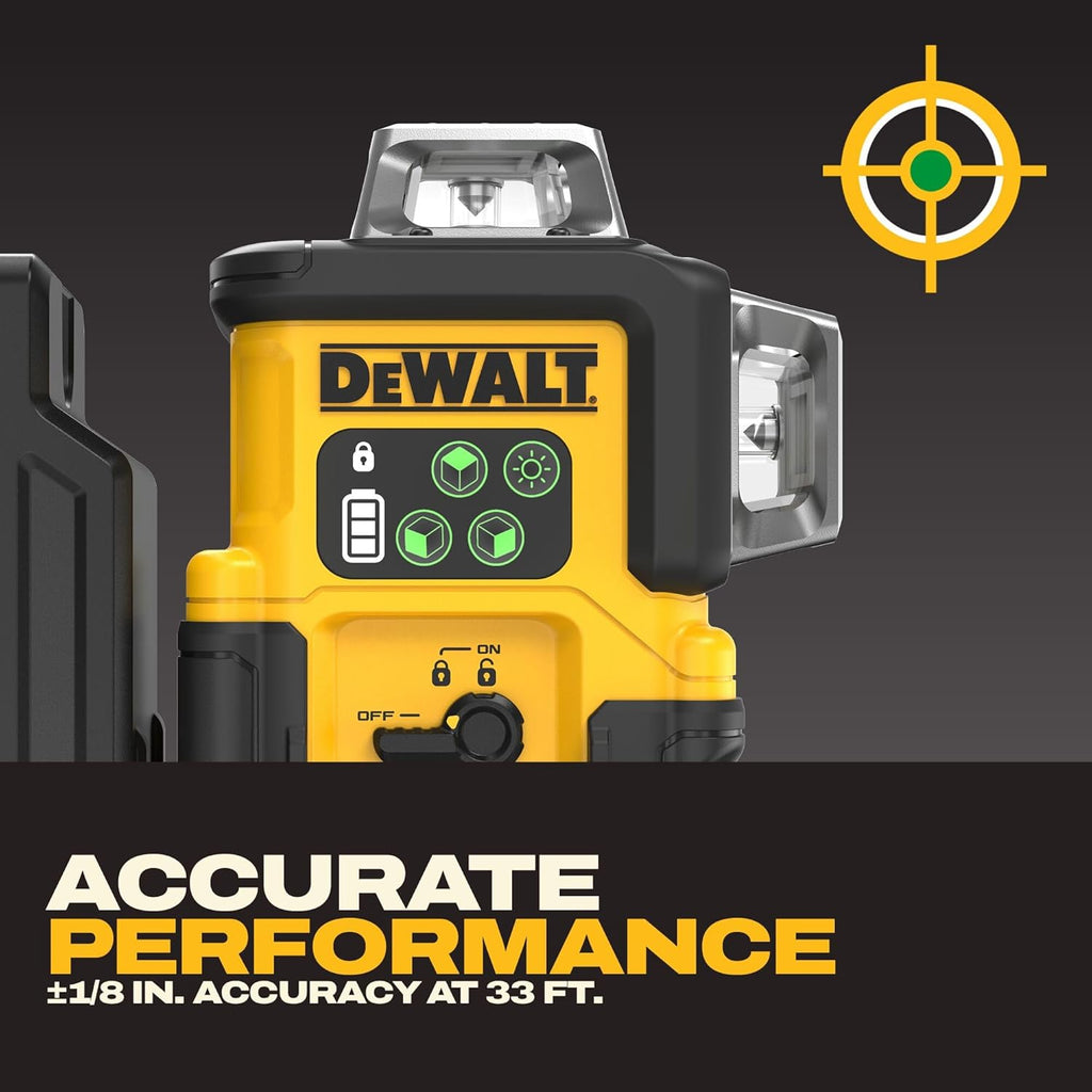 DEWALT Laser Level 360 Self Leveling, USB-C Rechargeable 3x360 Green Line Laser Leveler Tool, Fast Charging, 9 Hrs of Runtime, 1/8 inch Accuracy (DCLE14361GB)