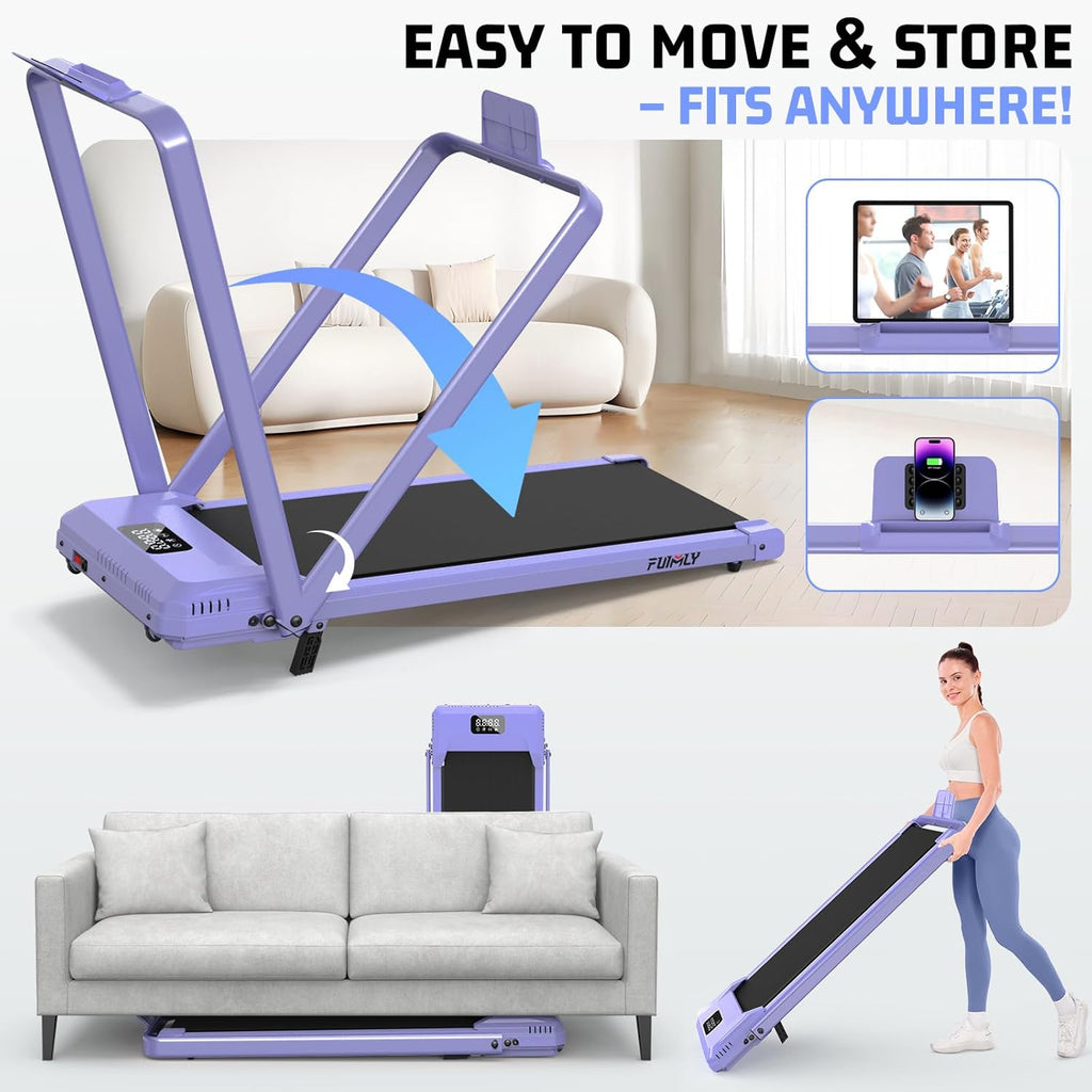 FUNMILY Walking Pad Treadmill with Incline, Foldable Treadmills for Home Office, Portable Walking Pad 300lbs Capacity, Remote Control, Led Touch Screen, 2s Folding Treadmill