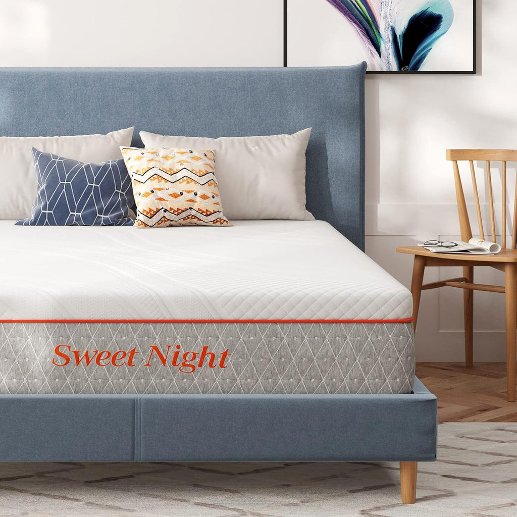Sweetnight Queen Size Mattress, 10 Inch Memory Foam Mattress, Double Sided Flippable Bed Mattress in a Box, Gel Infused and Perforated Foam for Comfort Sleep and Pressure Relief