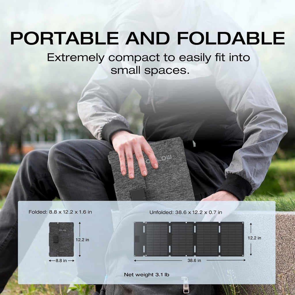 EF ECOFLOW 45W Portable Solar Panel with Type-C, 25% Conversion Efficiency, N Type Solar Cell for Power Stations, IP68 Waterproof, Foldable Lightweight Solar Panel (Unable to Connect in Series)