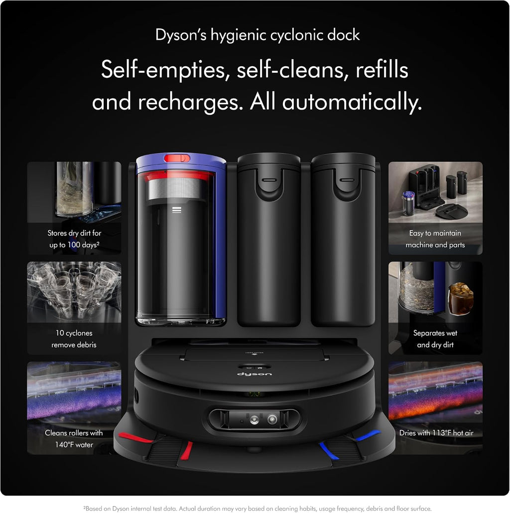 Dyson Spot+Scrub Ai™ Wet and Dry Robot Vacuum - Self Cleaning Wet Roller, 18000 PA Suction, Detangling Roller, Ai Stain Identification