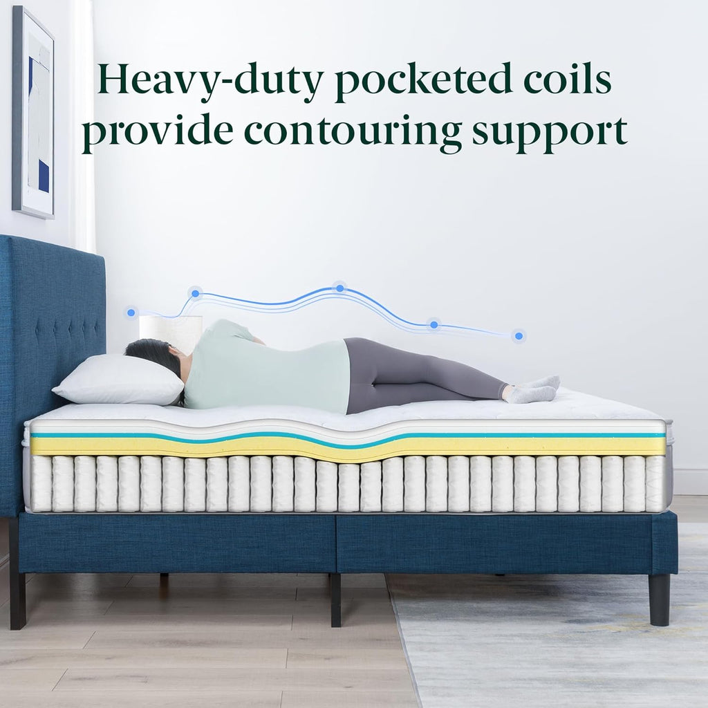 Zinus Cool Support 12 Inch Hybrid Mattress, Cooling Gel Memory Foam, Heavy Duty Individually Wrapped Coils, Soothing Pressure Relief, Medium Firm Feel, CertiPUR-US Certified, Queen