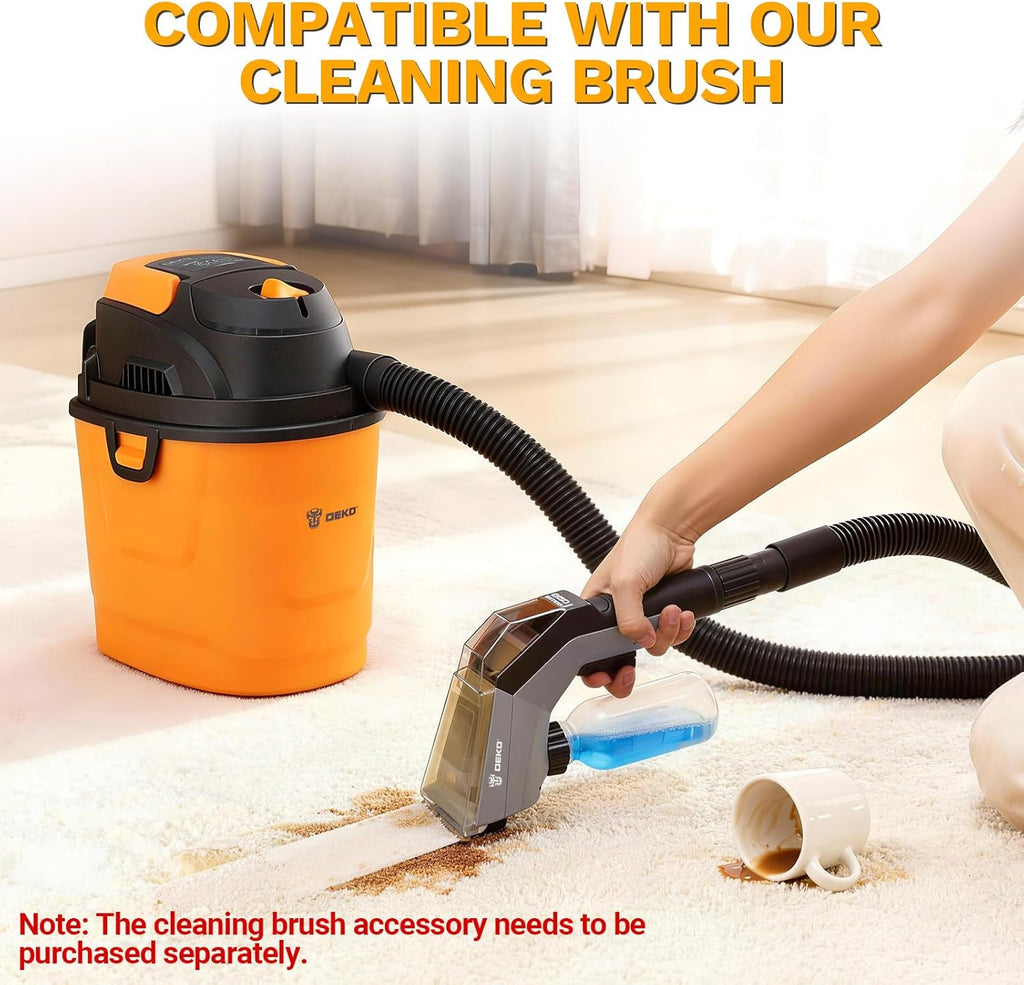 DEKOPRO Shop Vacuum Wet and Dry:1.5-Gallon 2 Peak HP Portable Small Shop Vac, Car Vacuum with 1-1/4 Inch 4Ft Hose, 6 Ft Cord,Mini Shop Vac for Homes, Pets, and Cars