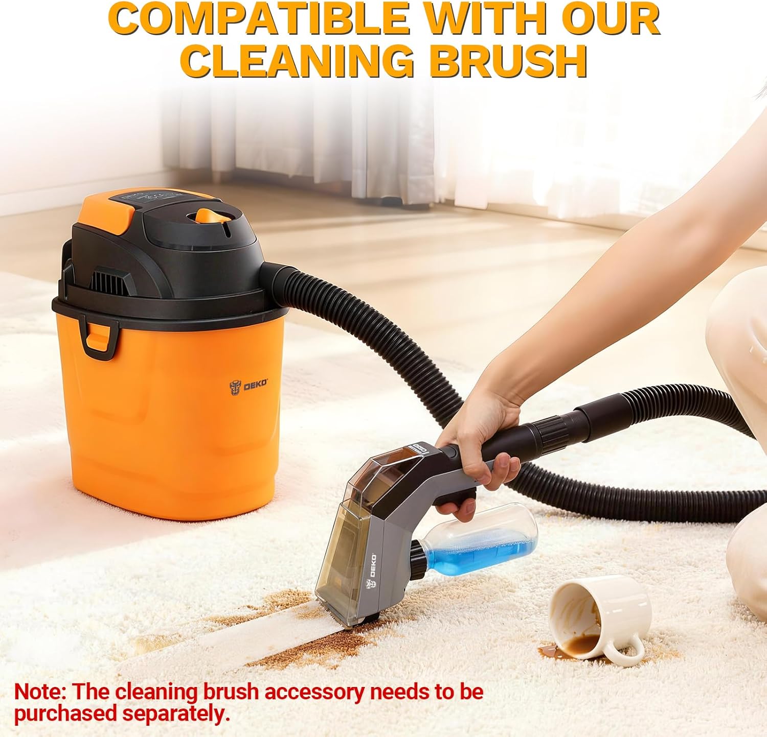 DEKOPRO Shop Vacuum Wet and Dry:1.5-Gallon 2 Peak HP Portable Small Shop Vac, Car Vacuum with 1-1/4 Inch 4Ft Hose, 6 Ft Cord,Mini Shop Vac for Homes, Pets, and Cars