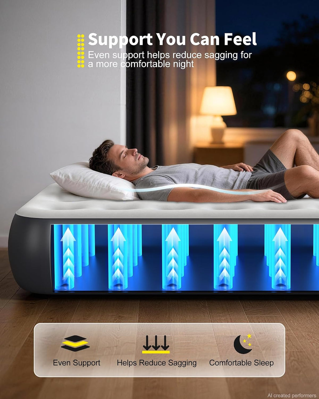 OhGeni Twin Air Mattress with Built in Pump, Family Choice Award Winner, 13" Camping Inflatable Blow up Bed with External Valve, Portable Foldable Airbed for Home & Outdoor, 300lbs