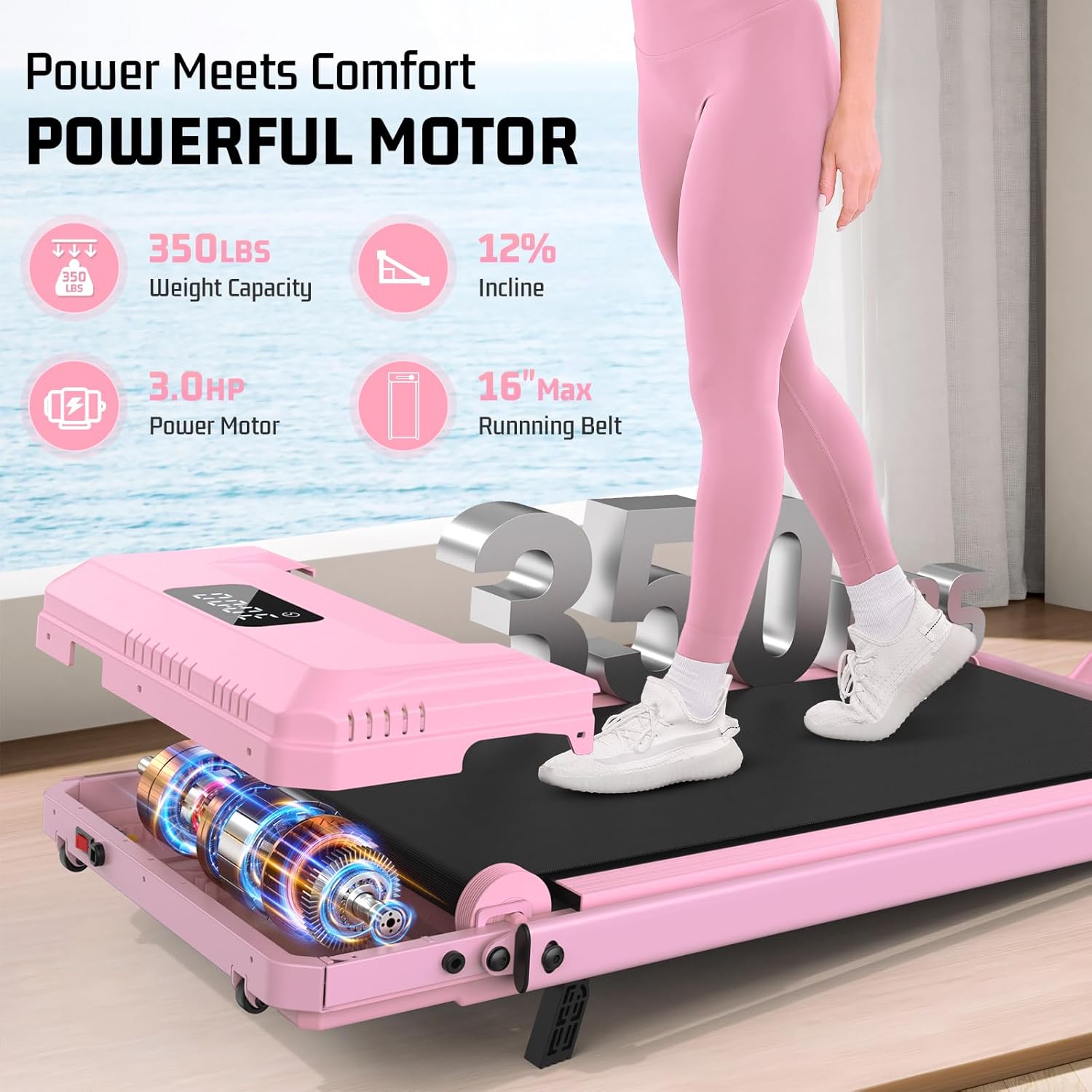 FUNMILY Walking Pad Treadmill with Incline, Foldable Treadmills for Home Office, Portable Walking Pad 300lbs Capacity, Remote Control, Led Touch Screen, 2s Folding Treadmill