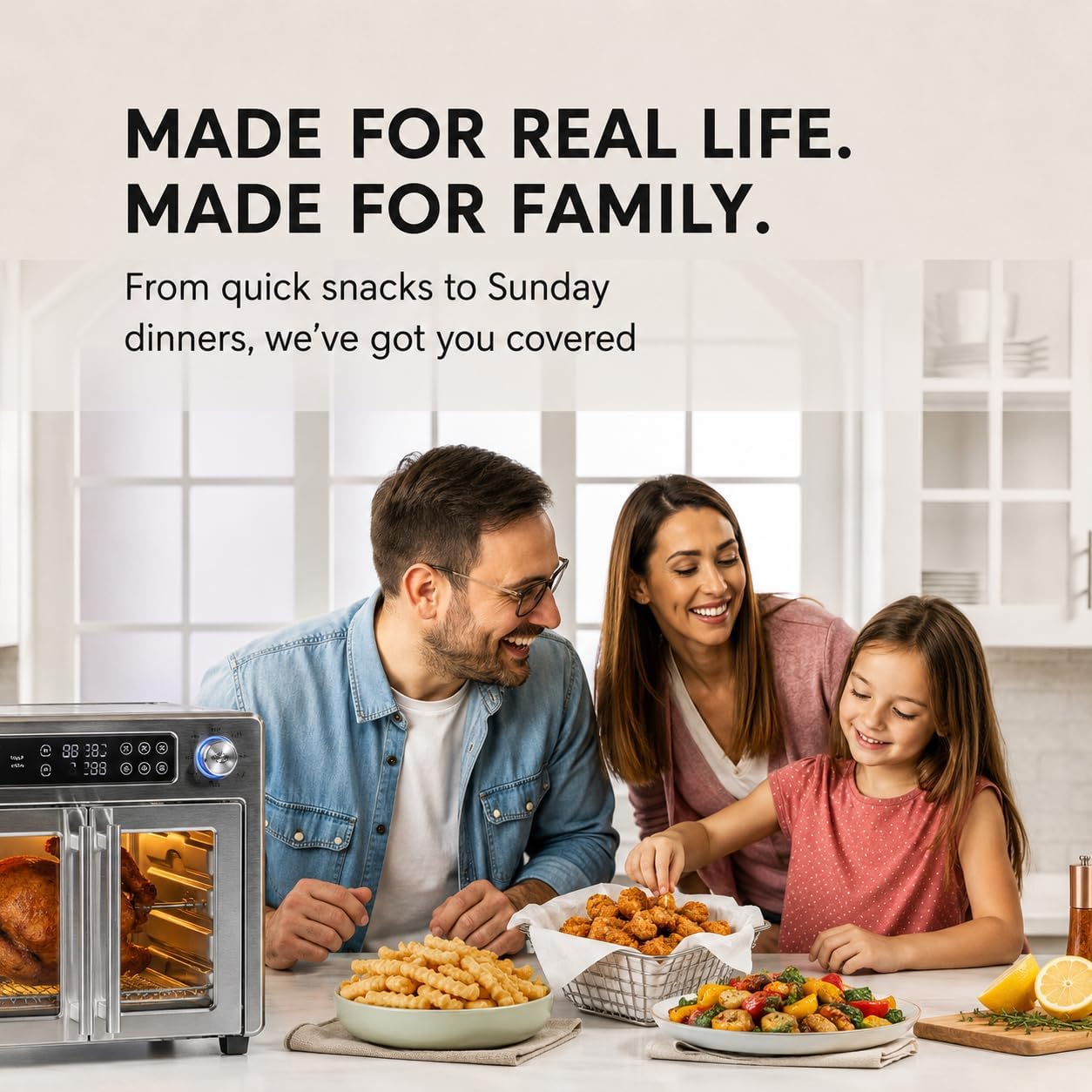 Emeril Lagasse Extra Large French Door Air Fryer Toaster Oven Combo, 24 Cooking Functions and Digital Controls, 7 Accessories Included, Stainless Steel Finish, 26QT Capacity