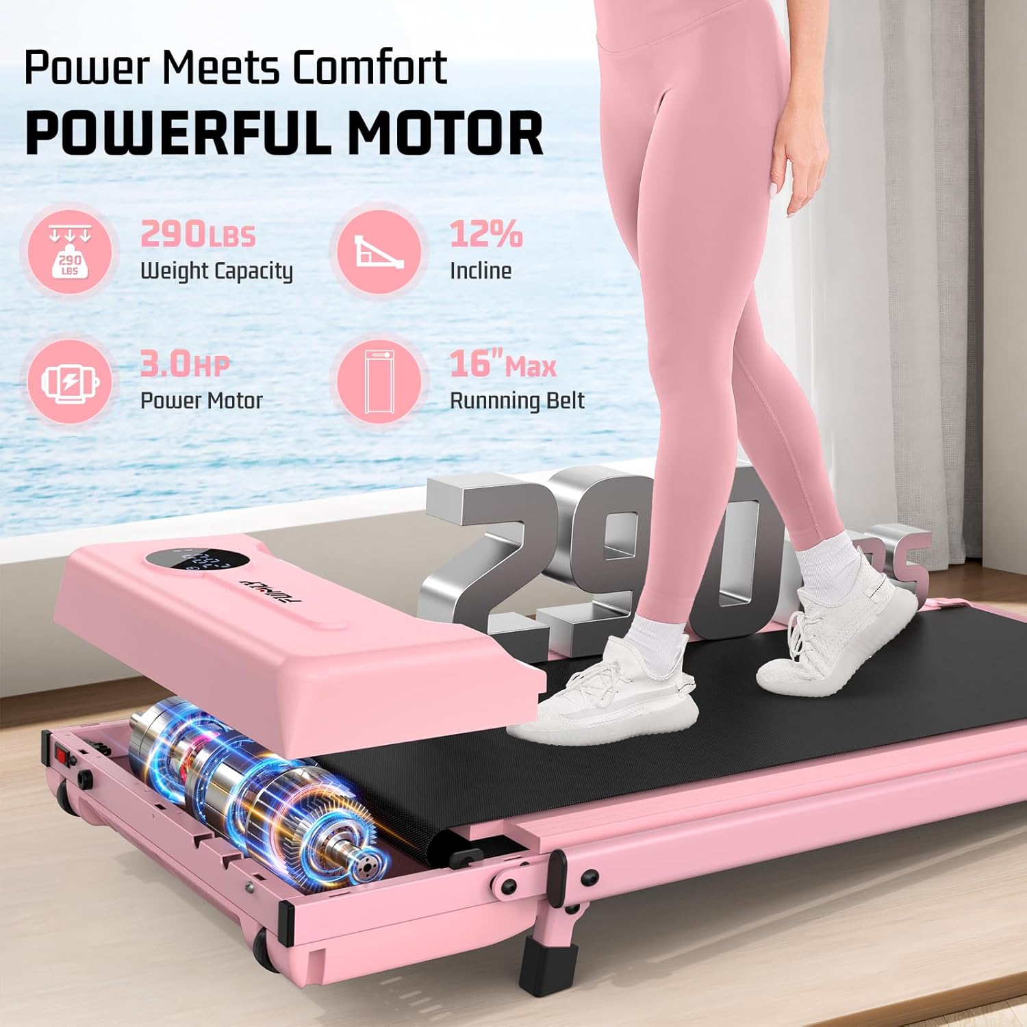 FUNMILY Walking Pad Treadmill with Incline, Foldable Treadmills for Home Office, Portable Walking Pad 300lbs Capacity, Remote Control, Led Touch Screen, 2s Folding Treadmill