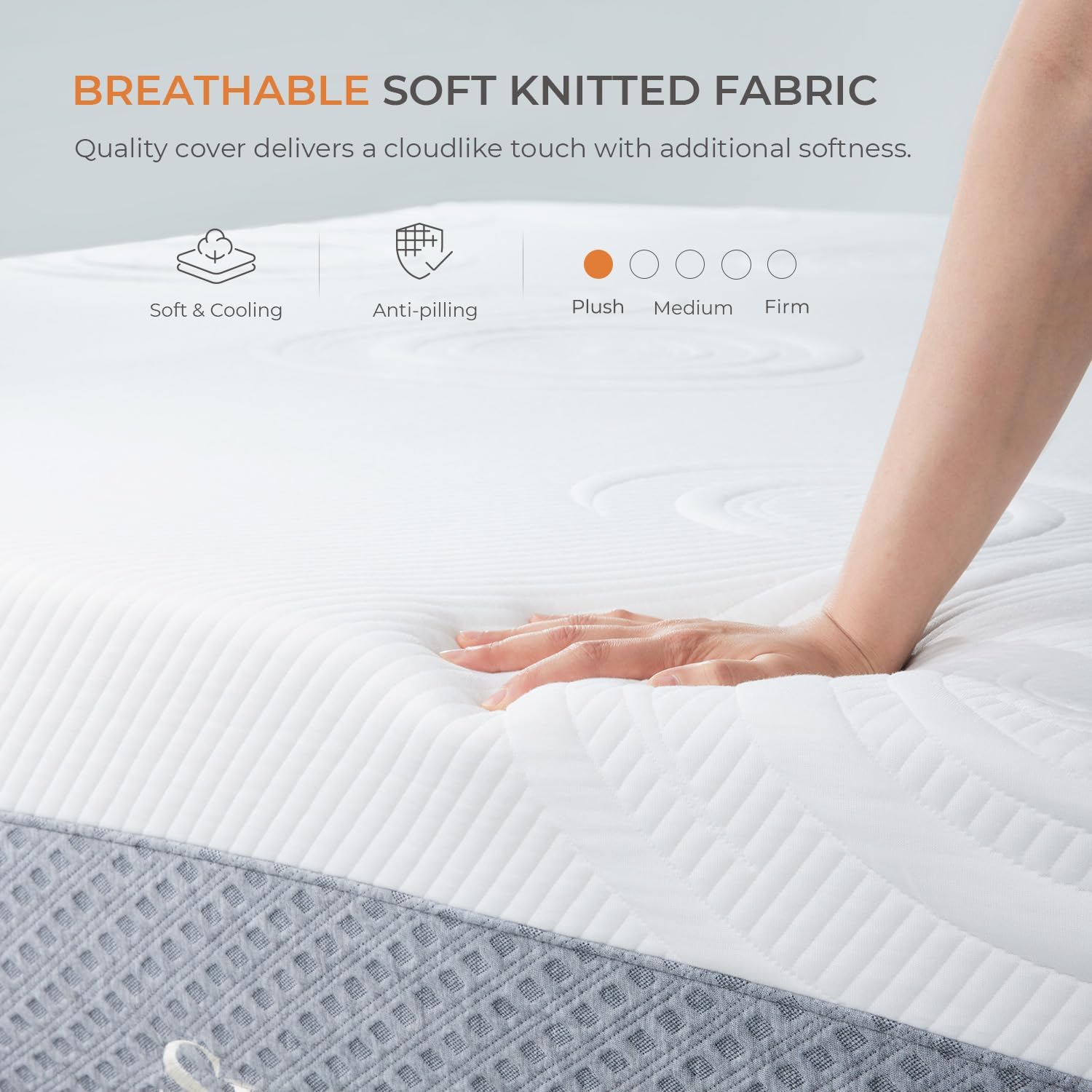 Sweetnight King Mattress, 12 Inch Gel Memory Foam Mattress for Comfy Sleep & Pressure Relief, Plush Foam Mattress with Motion Isolation, Mattress in a Box, Luna,Gray/White