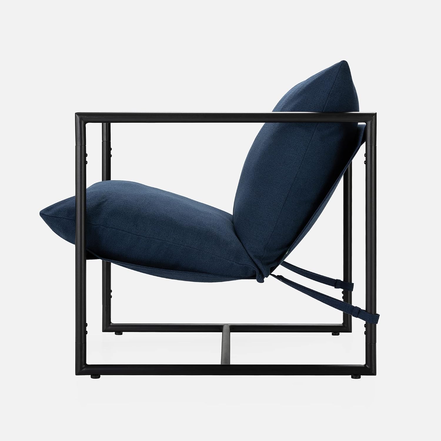Zinus Aidan Sling Accent Chair, Metal Framed Armchair with Shredded Foam Cushioning, Navy