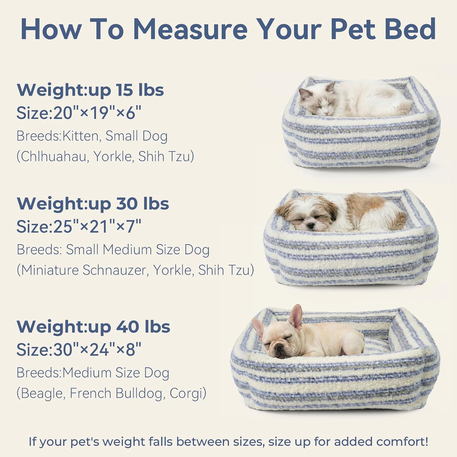 WESTERN HOME WH Dog Bed for Small Medium Dogs - Washable Small Dog Bed, High Back Support Pet Sofa with Sides, Soft Pet Beds with Anti Slip Bottom, 25inch, Blue