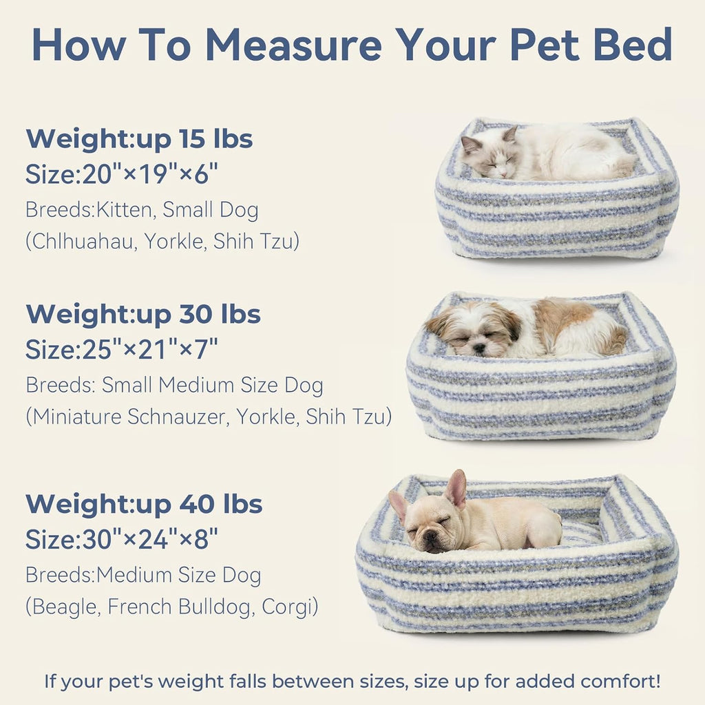 WESTERN HOME WH Dog Beds for Small Dogs & Cat, Washable Cat Bed - High Back Support Pet Sofa with Sides, Soft Small Pet Bed with Anti Slip Bottom, 20inch, Blue