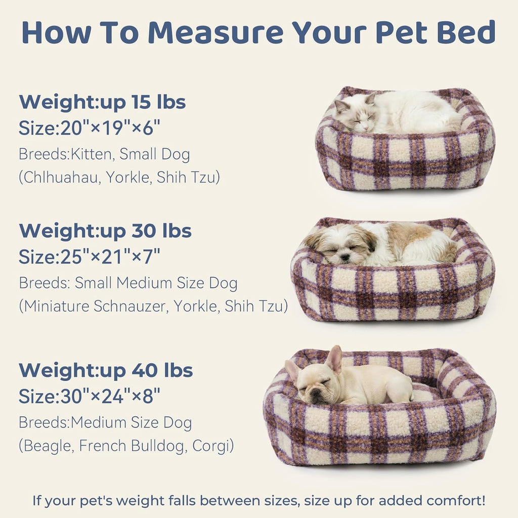 WESTERN HOME WH Dog Bed Medium Size Dogs - Washable Medium Dog Bed, High Back Support Pet Sofa with Sides, Soft Pet Beds with Anti Slip Bottom, 30inch, Purple