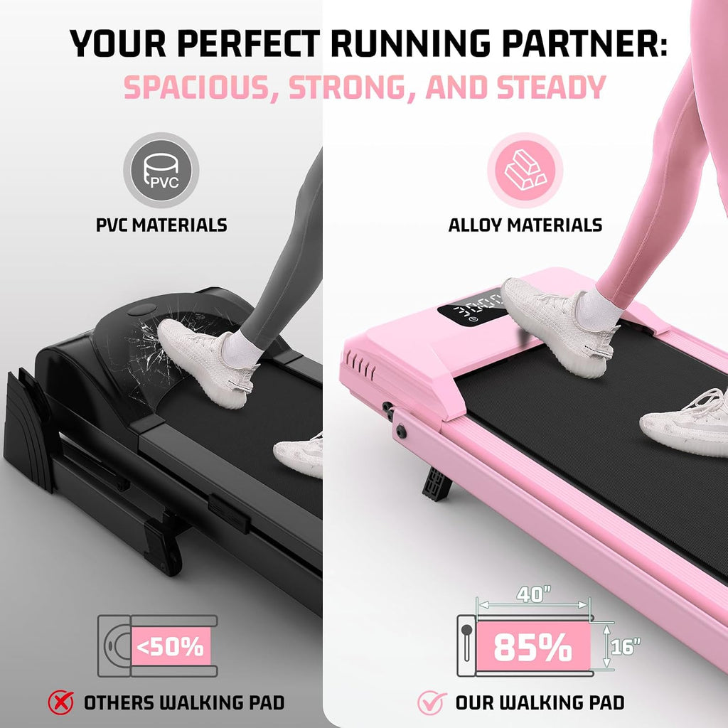 FUNMILY Walking Pad Treadmill with Incline, Foldable Treadmills for Home Office, Portable Walking Pad 300lbs Capacity, Remote Control, Led Touch Screen, 2s Folding Treadmill