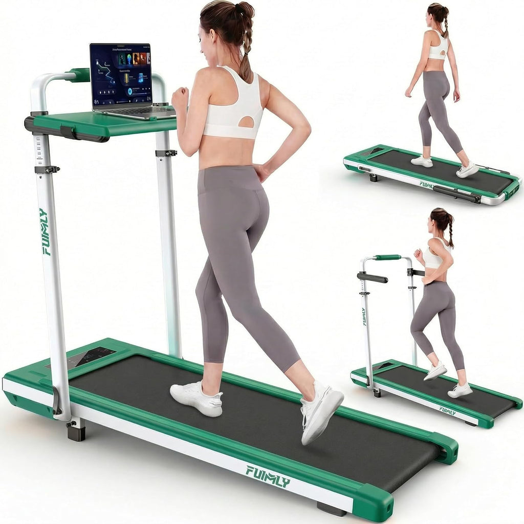 Walking Pad Treadmill with Desk Workstation, 15% Incline Treadmill with Handle Bar, Foldable Treadmills Under Desk for Home/Office, 400 lbs+ Capacity, Adjustable Height, Removable Desk, 3.5HP Motor