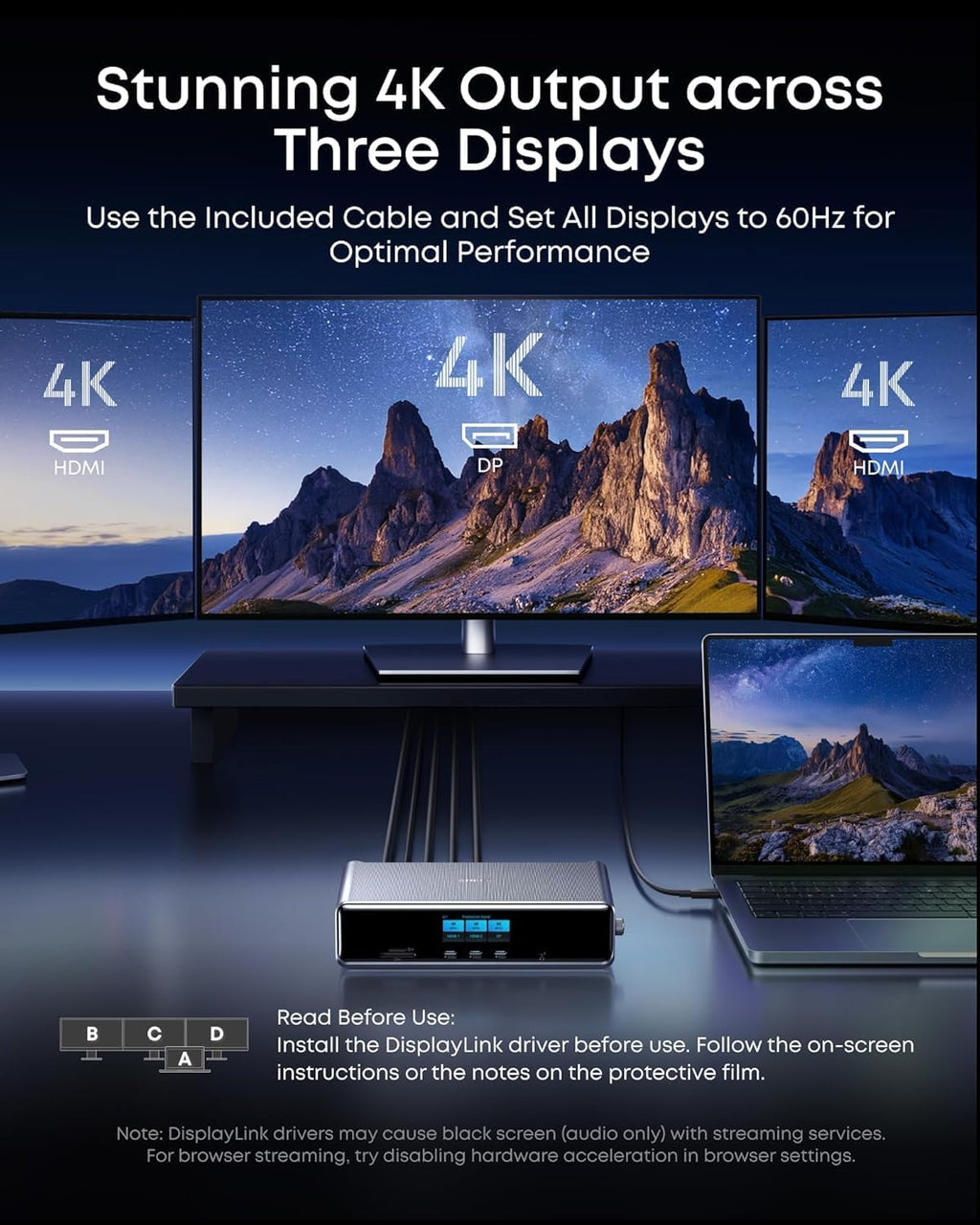 Anker Prime Docking Station (DL7400), 14-Port Triple Display with DisplayLink, 140W Max, Smart Display, Triple 4K 60Hz, Cooling Fan, for Windows Laptops (The Latest DisplayLink Driver Must Installed)