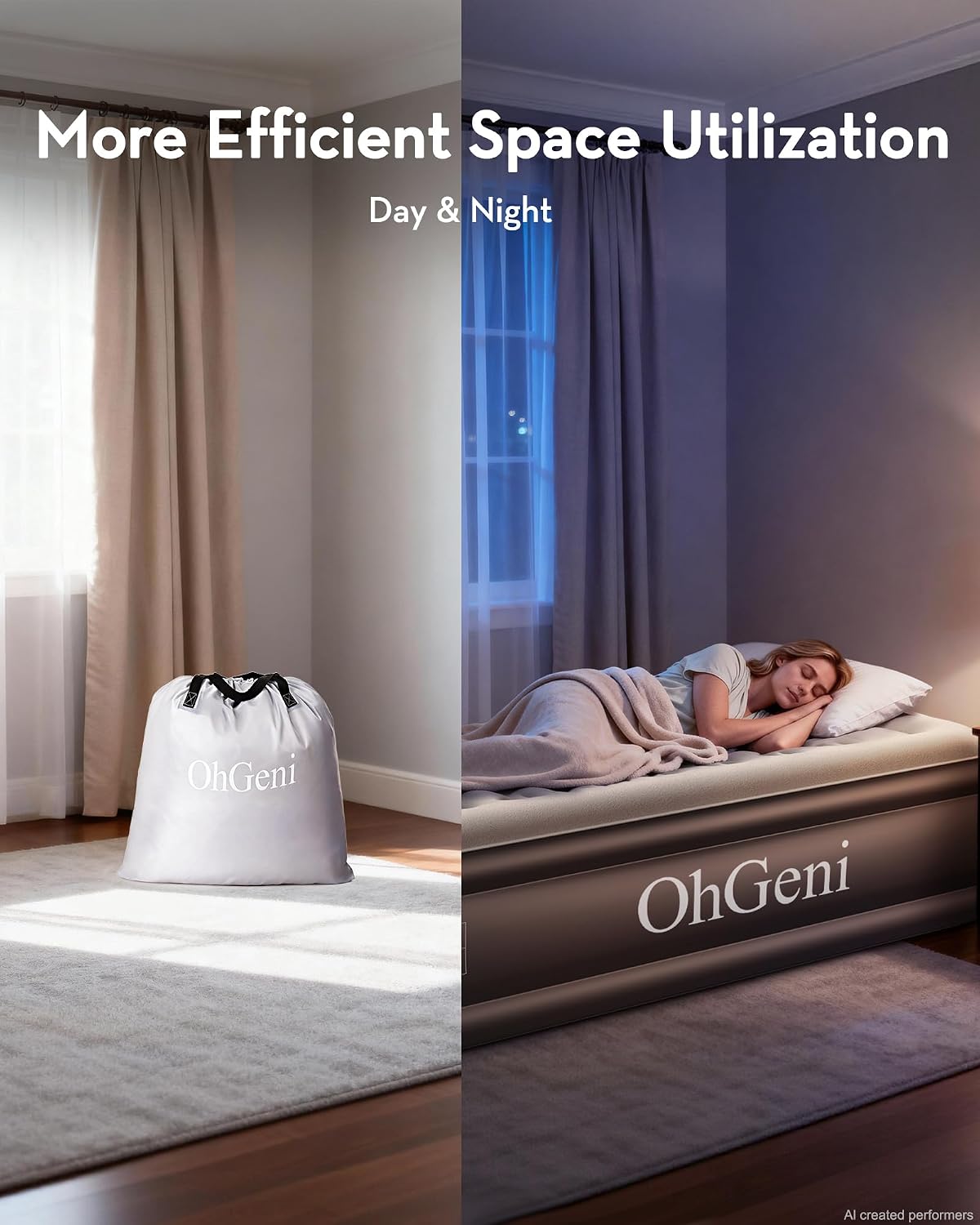 OhGeni Twin Air Mattress with Built in Pump, 18" Raised Blow up Mattresses, Upgraded Surface Portable Bed for Home, Camping, Colchone Inflable, Ideal Sleep Solution for Guests