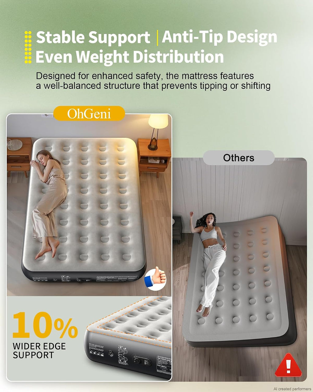 OhGeni Air Mattress Full with Built in Pump, 13" Raised Inflatable Blow up Mattress, Family Choice Award Winner, Portable Foldable Bed with Upgraded Surface for Home & Camping, 600 lbs