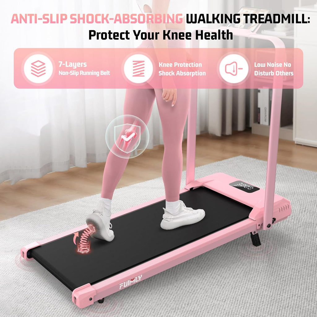 FUNMILY Walking Pad Treadmill with Incline, Foldable Treadmills for Home Office, Portable Walking Pad 300lbs Capacity, Remote Control, Led Touch Screen, 2s Folding Treadmill