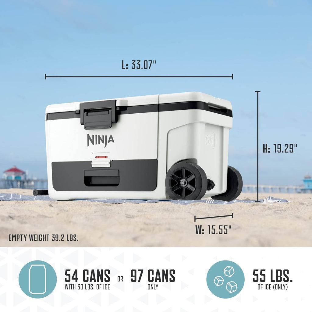 Ninja FrostVault | 65qt Wheeled Cooler with Cold Dry Zone | Integrated Fridge-Temp Dry Storage Drawer | Premium Heavy-Duty Insulated Cooler | Keeps Ice Cold for Days | Spanish Moss | FB265GN1