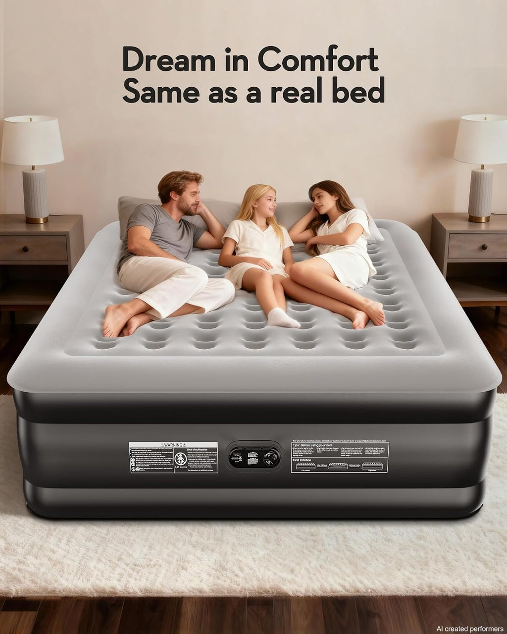 OhGeni 20" Raised Cal King Air Mattress with Built in Pump, Keep Feet from Dangling, Extra Length Blow up Mattress, Back-Friendly Airbed for Guests, Luxury Comfort for People(190CM Height), 700lbs