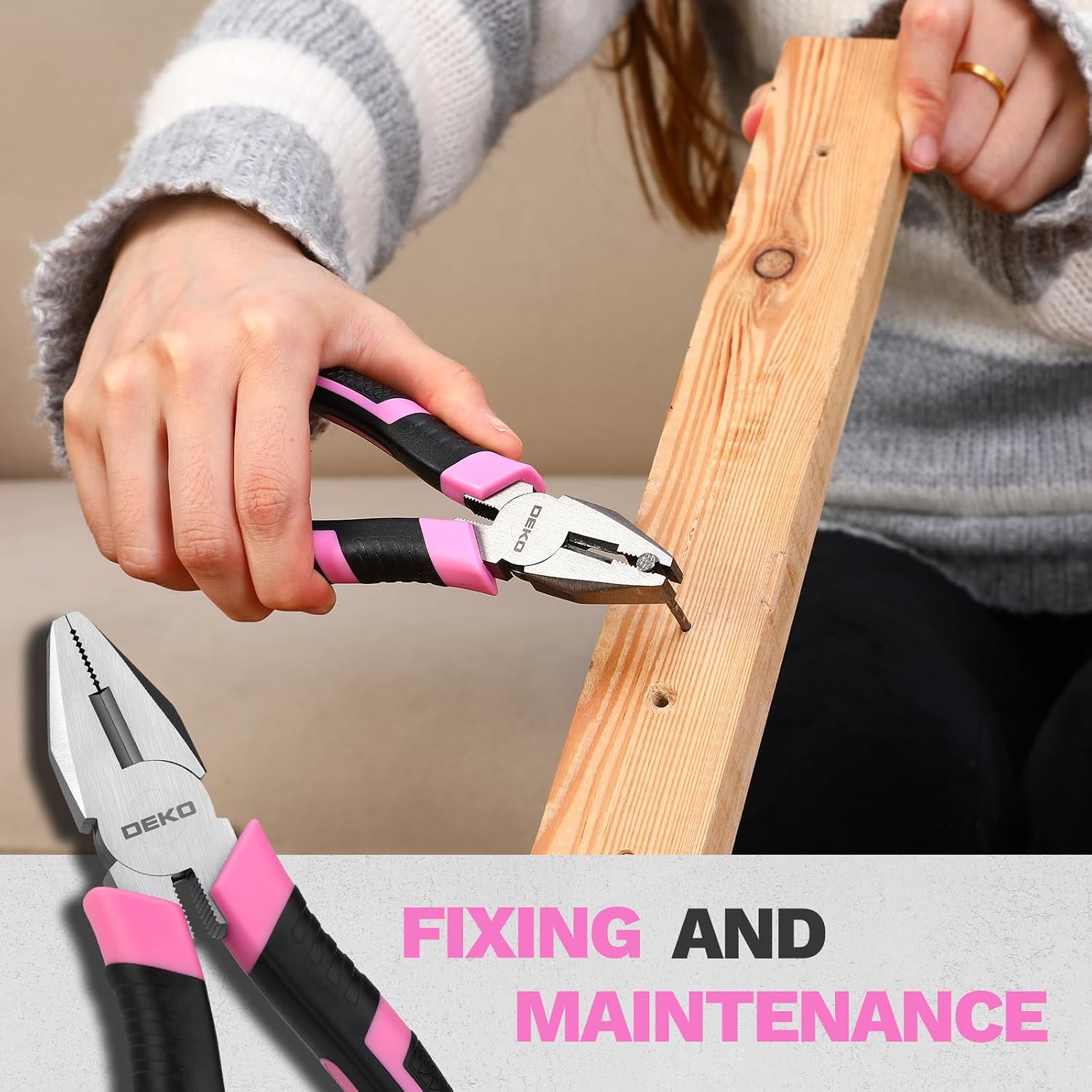 DEKOPRO 86PCS Pink Tool Set Household DIY Tool Kit for Women with Storage Toolbox, Small Compact Hand Tool Box Set for Home Use, DIY, Apartment, Office & Home Repair