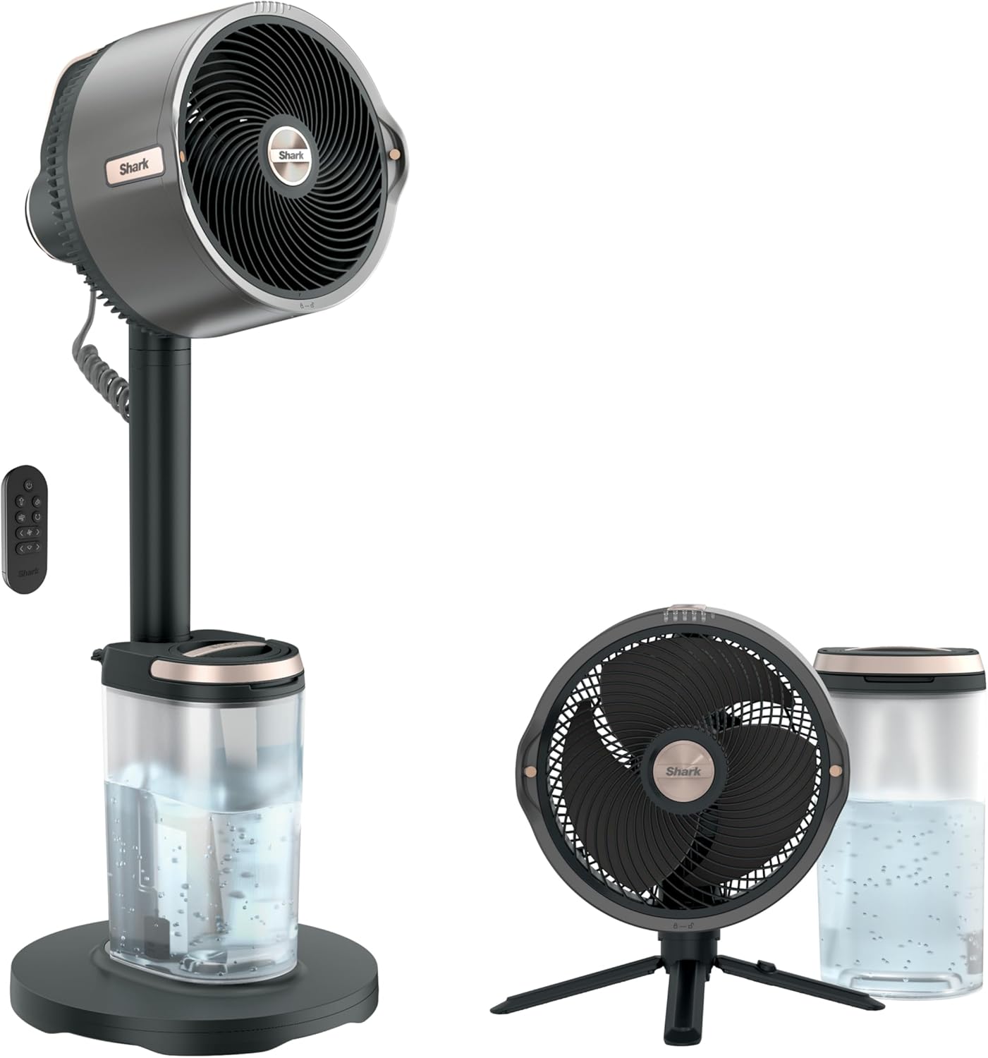 Shark FlexBreeze Pro Mist Fan, Indoor & Outdoor Oscillating Cooling Fan with Misting for Home & Patio, Floor & Tabletop, Portable Cordless & Corded, 24Hr Battery, Remote, Charcoal Grey, FA302
