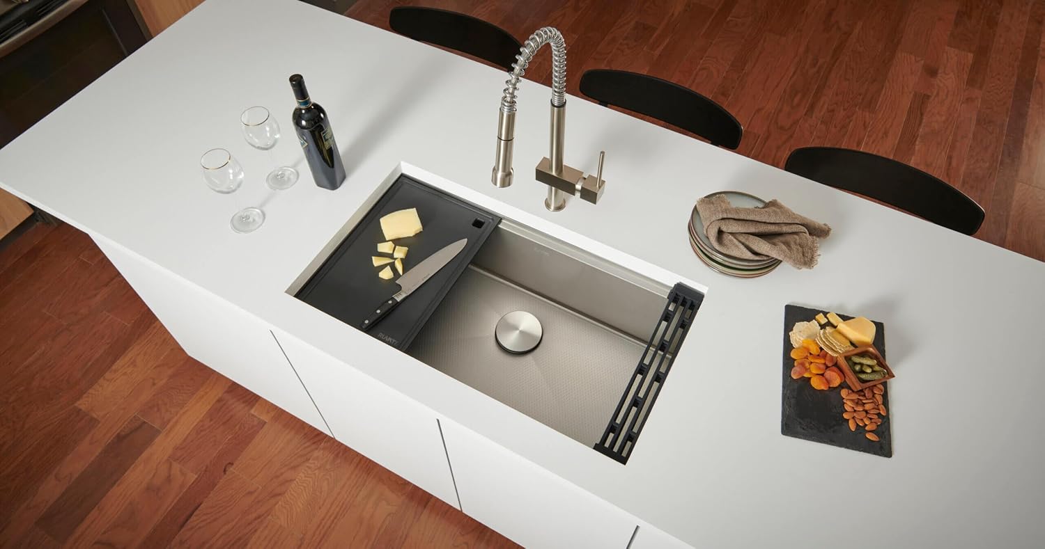 Ruvati 17 x 11 inch Black Resin Thick Cutting Board for Ruvati Workstation Sinks - RVA1217BLK