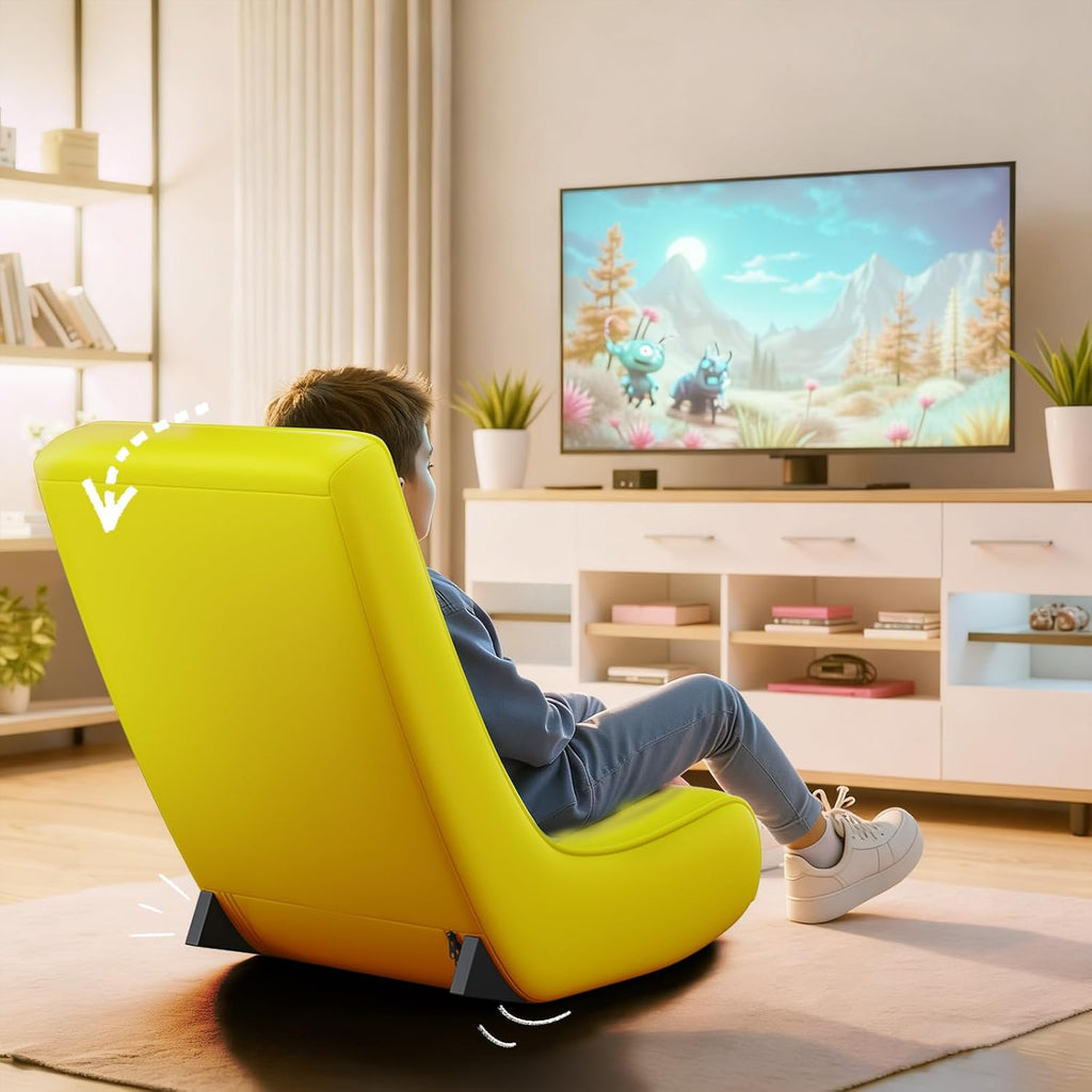 GTPLAYER Gaming Floor Rocking Chair – Rocker Floor Game Chair with Angle Limiter, Stylish Patterned Design, Comfortable Video Game Seat, Yellow Earth Pattern