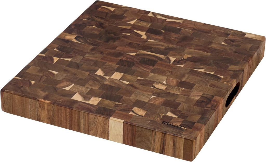 Ruvati 17 x 16 x 2 inch thick End-Grain Acacia Butcher Block Solid Wood Large Cutting Board - RVA2445ACA