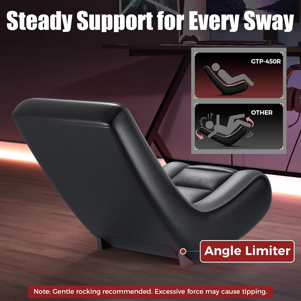 GTPLAYER Floor Rocker Gaming Chair – Adjustable Angle Limiter, Ultra Lightweight Ergonomic Floor Rocking Game Seat for Gaming and Lounging, Black