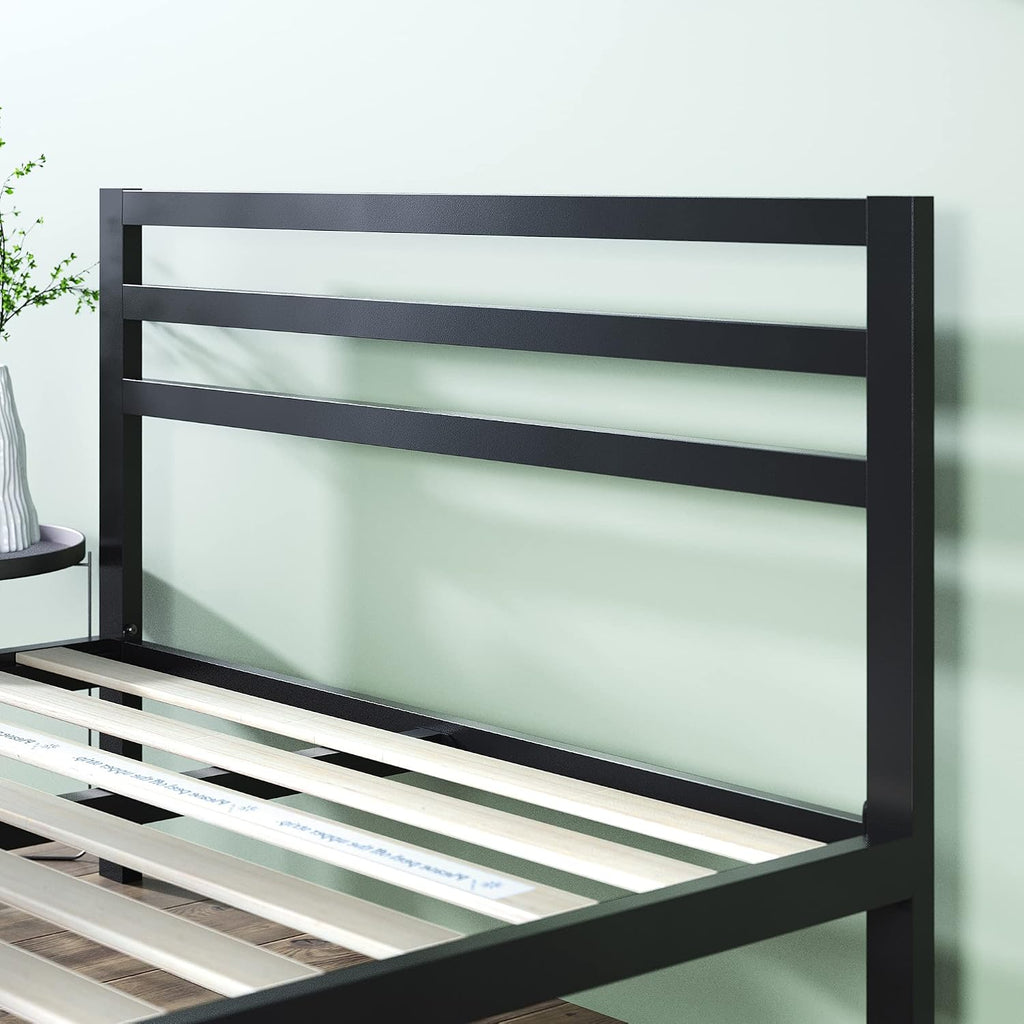 ZINUS Mia Metal Platform Bed Frame with Headboard, Wood Slat Support, No Box Spring Needed, Easy Assembly, Queen
