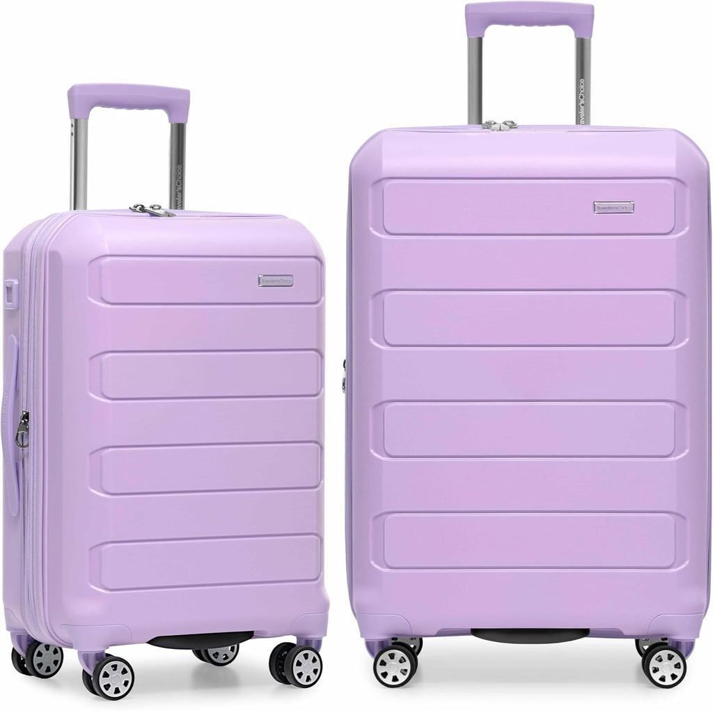 Traveler's Choice Pagosa Hardshell Expandable Luggage with Spinner Wheels, Lavender, 2-Piece Set (22/27)