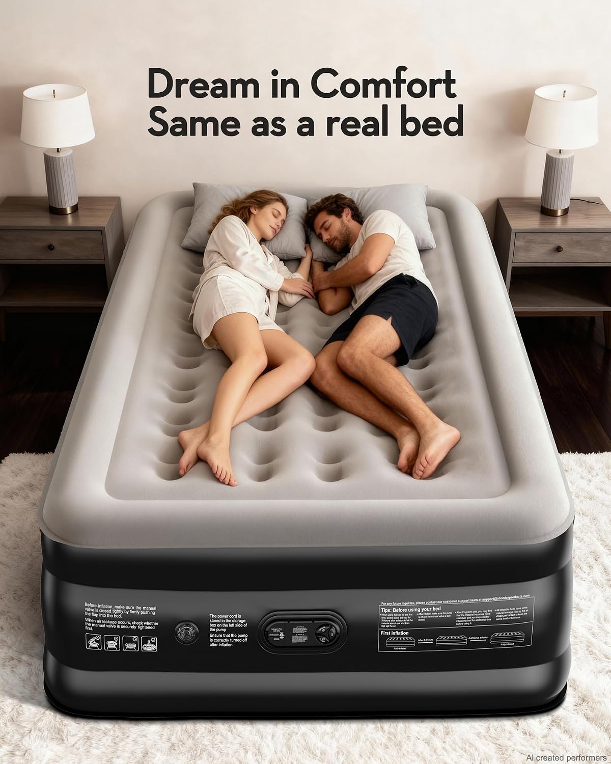 OhGeni Air Mattress Full with Built in Pump, 20" Raised Inflatable Blow up Mattress, Family Choice Award Winner, Portable Foldable Bed with Upgraded Surface for Home & Camping, 600 lbs