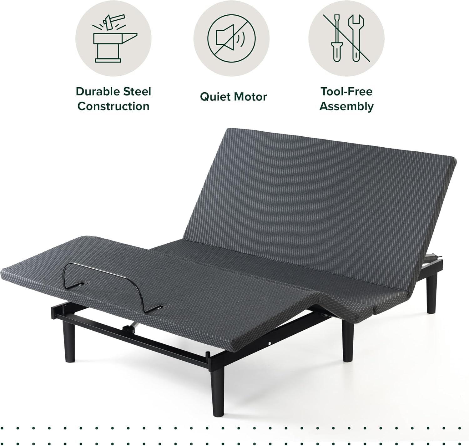 Zinus Nadia Adjustable Bed Frame, Electric Reclining Platform Bed Base, 5-Function Wireless Remote, Independent Head and Foot Incline, Easy, Tool-Free Assembly, Queen