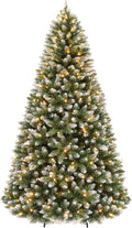 6 ft Lighted Artificial Snow Flocked Christmas Tree, 250 LED Warm White Lights, 1032 PVC Branch Tips, Easy Assembly for Indoor Holiday Decorating