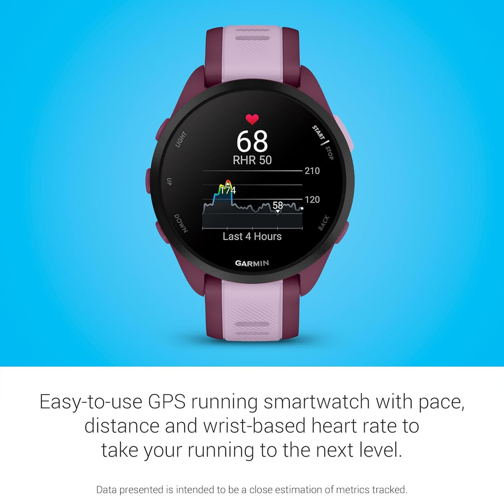 Garmin Forerunner 165 Music, Running Smartwatch, Colorful AMOLED Display, Training Metrics and Recovery Insights, Music on Your Wrist, Berry