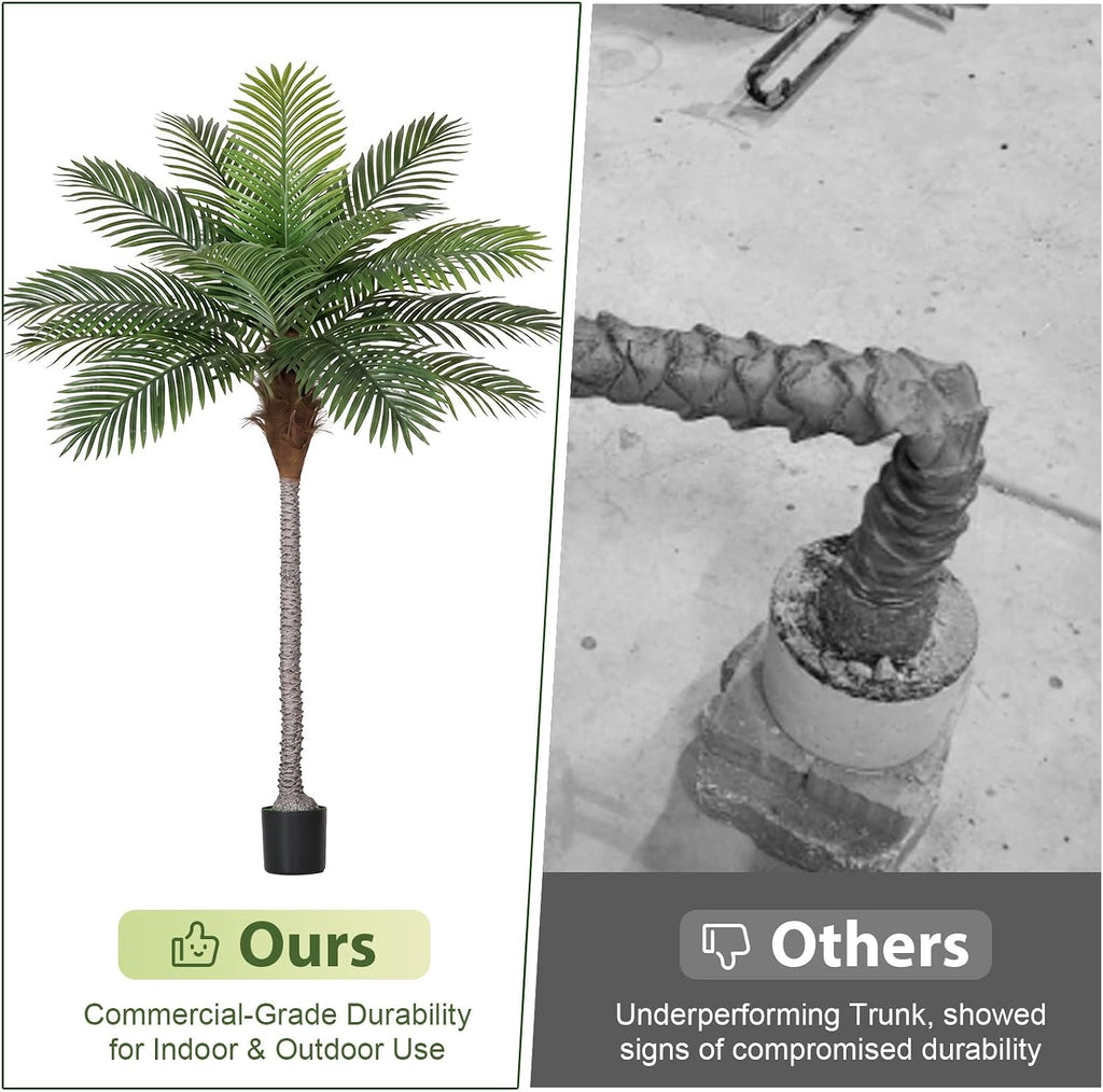 VIVATREES 7FT Artificial Palm Tree 2 Pack, Golden Cane Faux Palm for Indoor Outdoor Use, Fake Palm Tree for Home Office Living Room Patio Yard Decor