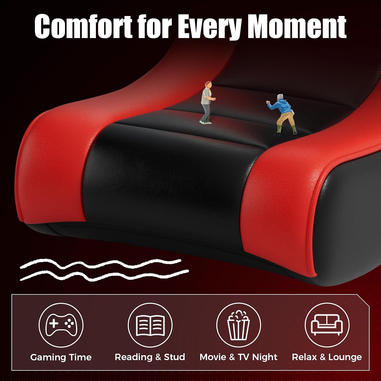 GTPLAYER Floor Rocker Gaming Chair – Adjustable Angle Limiter, Ultra Lightweight Ergonomic Floor Rocking Game Seat for Gaming and Lounging, Red