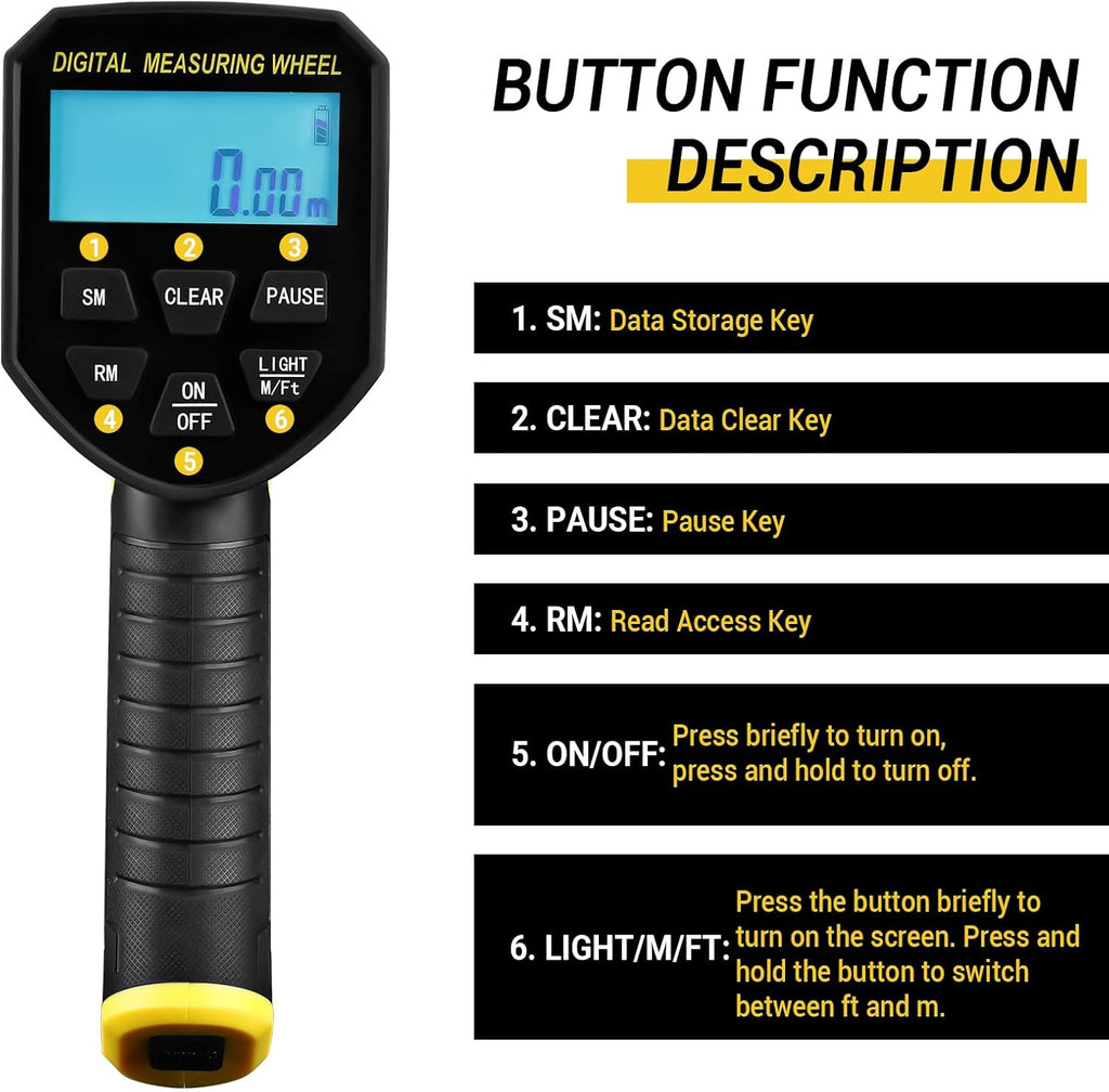 Measuring Wheel: DEKOPRO 6 Inch Digital Measuring Wheels, 4V Measure Wheel in Feet, 99,999Ft/ 99,999M Wheel Measurement Roller with Bag