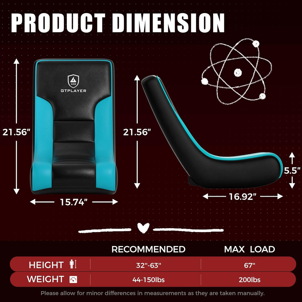 GTPLAYER Floor Rocker Gaming Chair – Adjustable Angle Limiter, Ultra Lightweight Ergonomic Floor Rocking Game Seat for Gaming and Lounging, Aqua