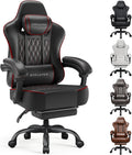 GTPLAYER Gaming Chair, Computer Office Chair with Pocket Spring Cushion, Linkage Armrests, Comfortable Leather Computer Chair, Black & Red