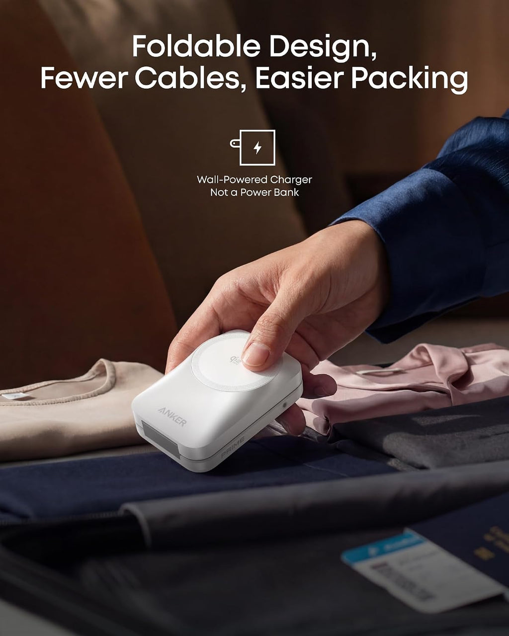 Anker Prime Foldable MagSafe Charger, 25W Qi2.2-Certified Palm-Sized Travel-Ready 3-in-1 Charging Station, AirCool Wireless Charger, for iPhone 17, Apple Watch, AirPods (Non-Battery, with Adapter)