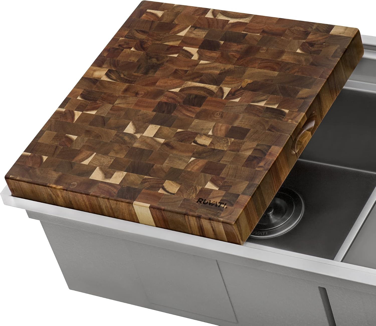 Ruvati 17 x 16 x 2 inch thick End-Grain Acacia Butcher Block Solid Wood Large Cutting Board - RVA2445ACA