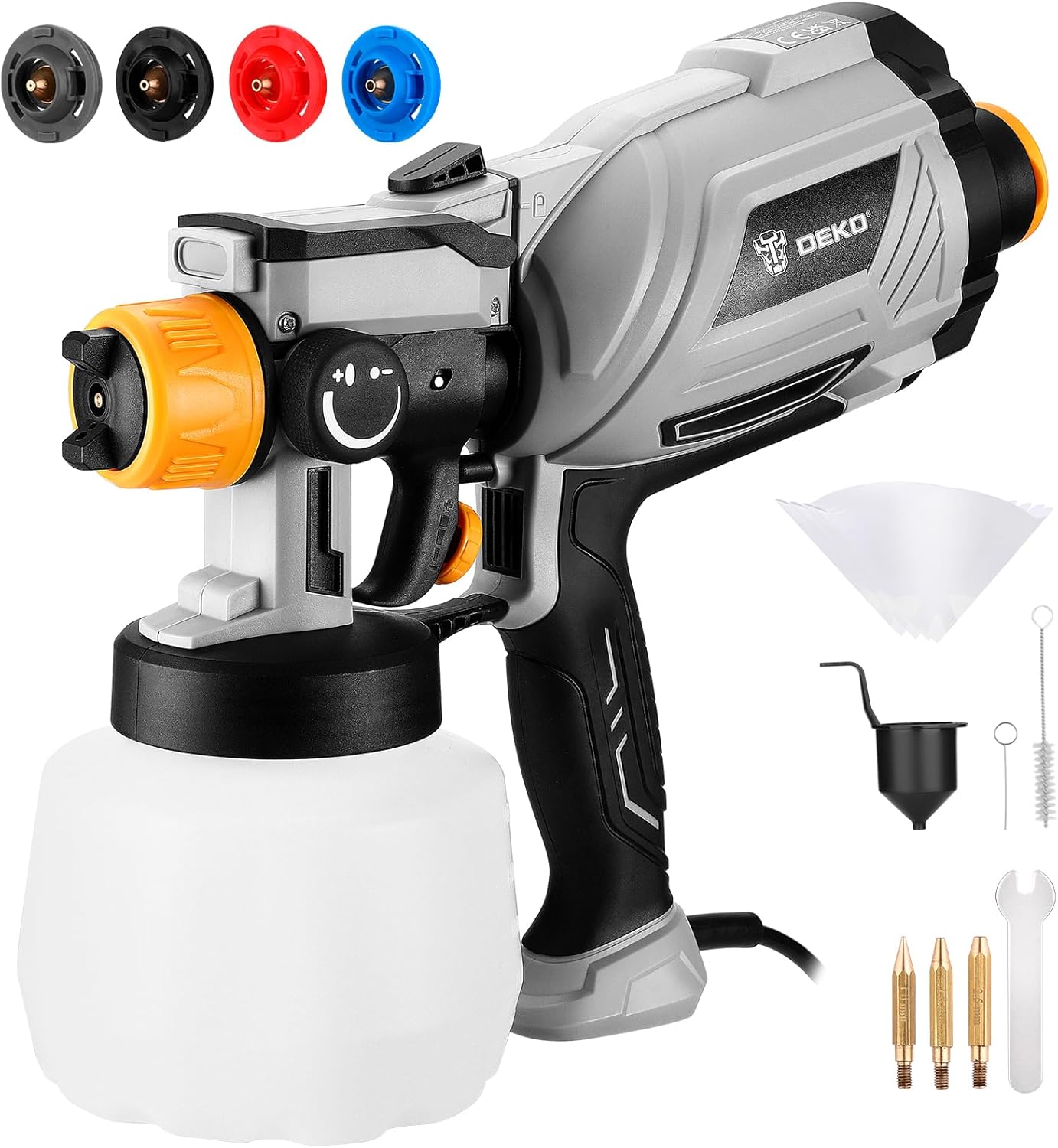 Paint Sprayer, 1000W HVLP High Power Spray Paint Gun with 1200ml High Capacity Container, 4 Nozzles and 3 Patterns, Easy to Clean, for Furniture, Cabinets, Fence, Walls, Door, Garden Chairs